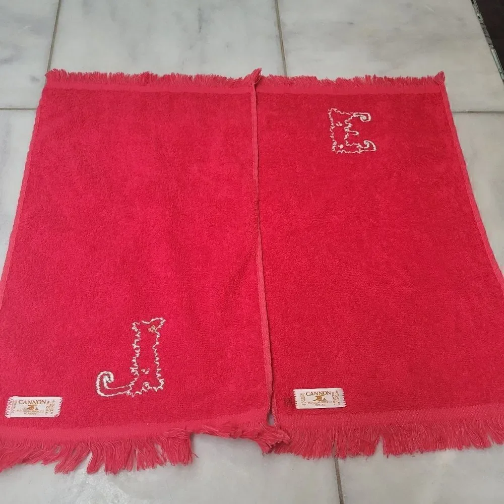 Cannon Red Embroidered Holiday NOEL Bath Hand Towels Set of 4